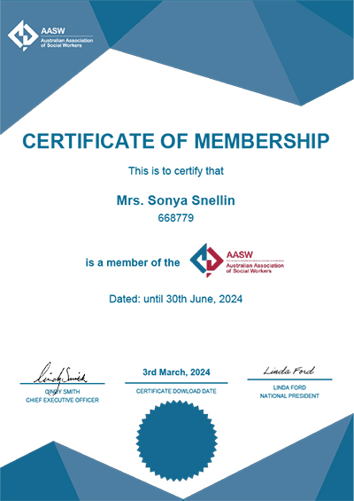 ASSW Certificate of Membership